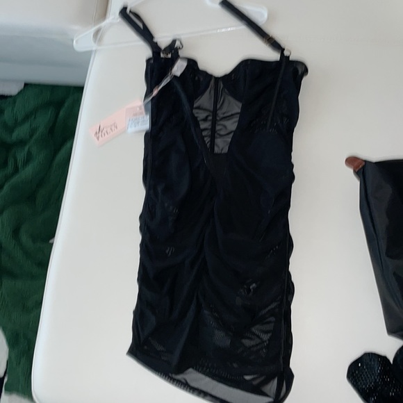 Sheer mesh underwire mini dress nwt black oh polly - Picture 2 of 4